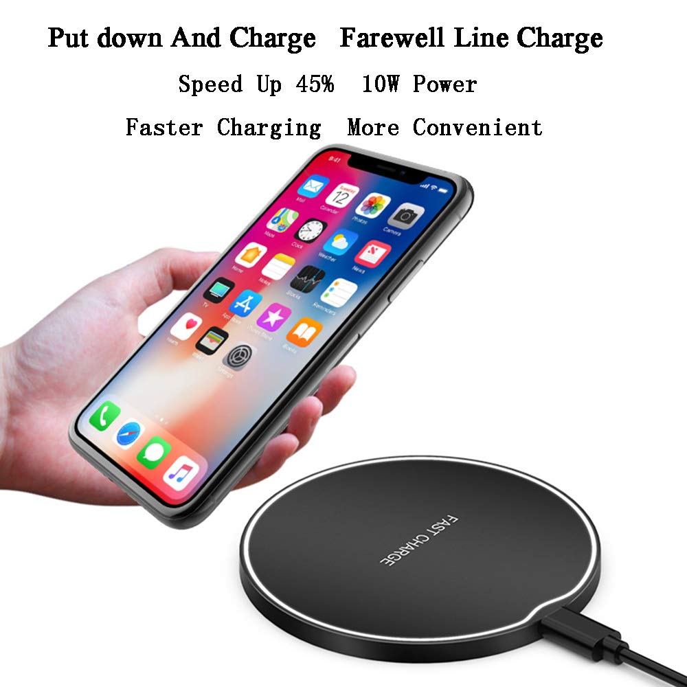 Ricarica Wireless 10W Ricarica Wireless Compatibile S9/S9 +/S8/S8 +, 7.5W Caricabatterie Wireless Compatibile iPhone XS/XS Max/XR/X/8/8 Plus, 5W per Tutti i Dispositivi Qi-Enabled, White