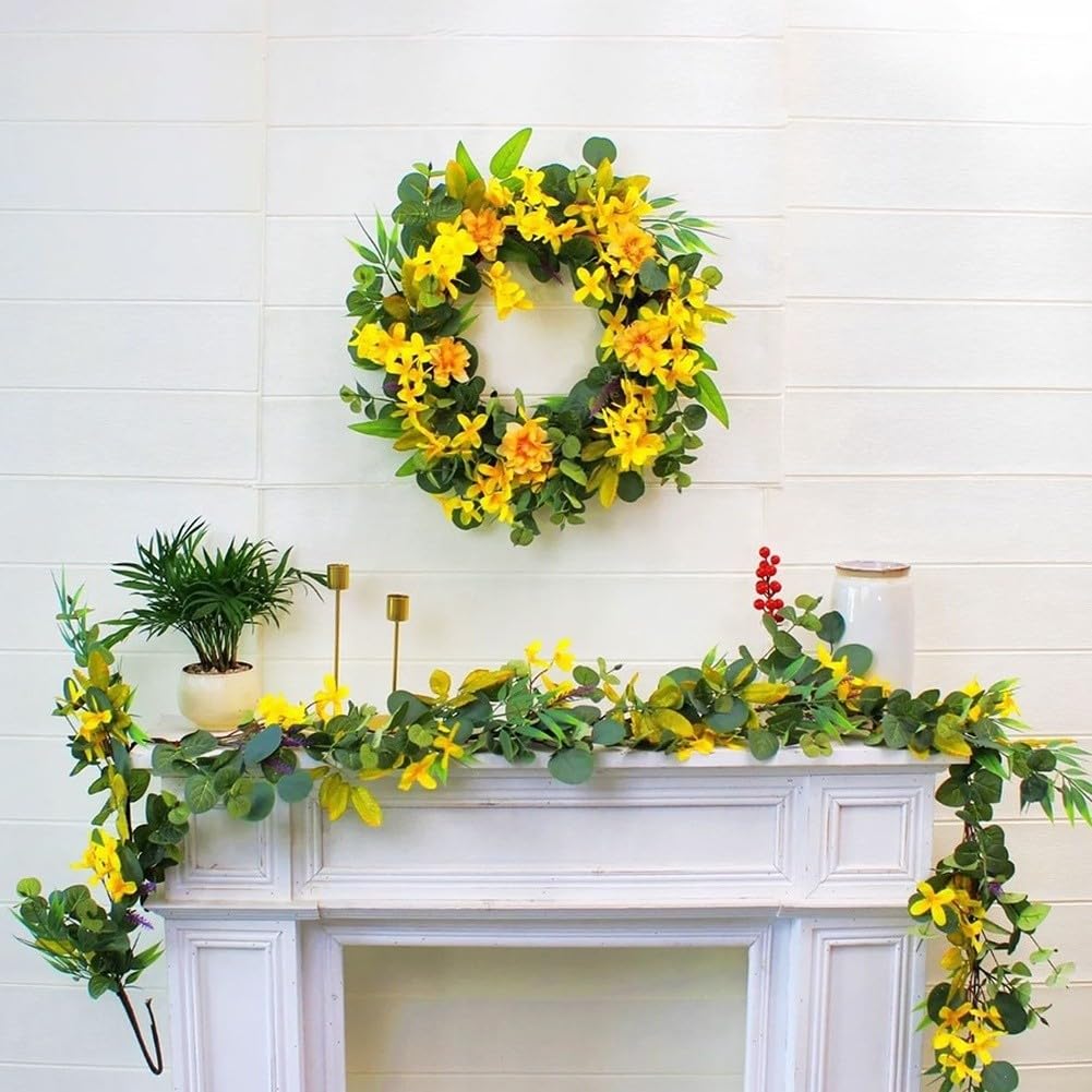 Simulation Eukalyptus Ranke mit Pfingstrosen und Osmanthus, 180 cm künstliche Hängegirlande für Wanddekoration, Hochzeitsbogen und Party