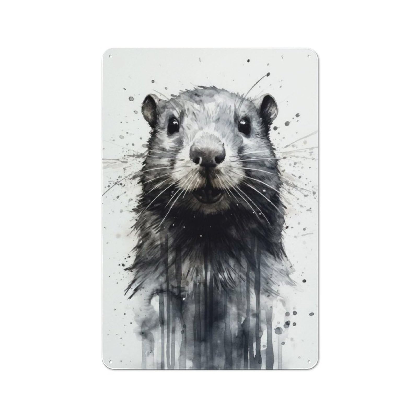 Junmoney Beaver Beauty Black Ink Vintage Metal Wall Sign 30X20cm For Garage Or Workshop, For Metal Sign Collectors, For Garage And Workshop Walls