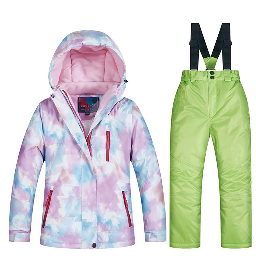 Girls/Boys Snowsuits Hooded Insulated Windproof Winer Coats Ski Jacket Snow Pants Set