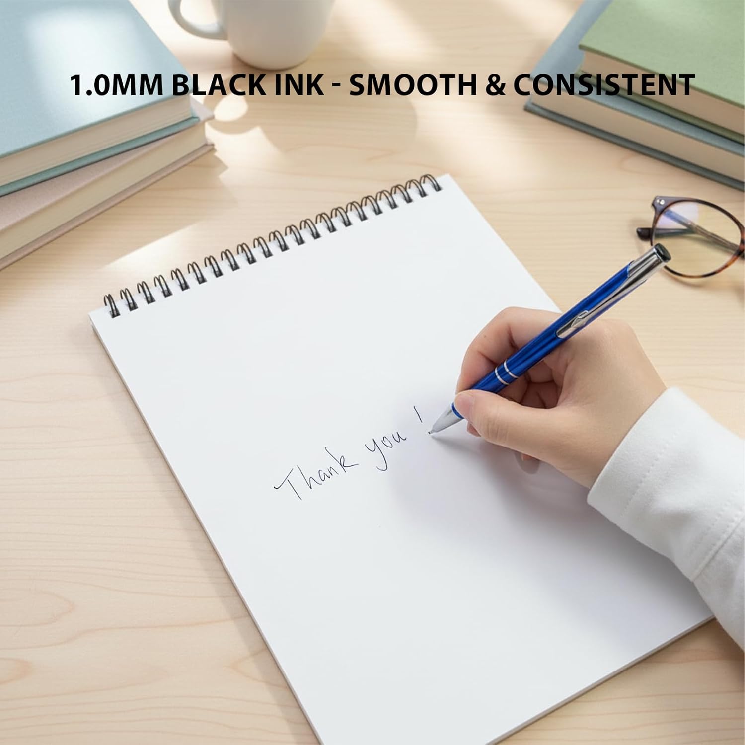 Personalized Pens - Click action - Custom - Black writing - Printed Name pens - Engraved with Your Logo or Message - FREE PERSONALIZATION - 50 Pens