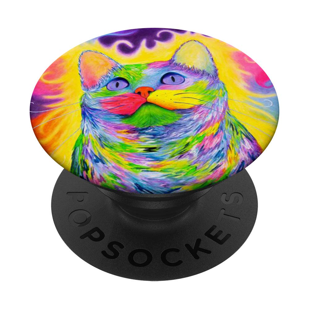 Watercolor Colorful Cat Print Pop Kitty Socket Mount Print PopSockets Grip and Stand for Phones and Tablets