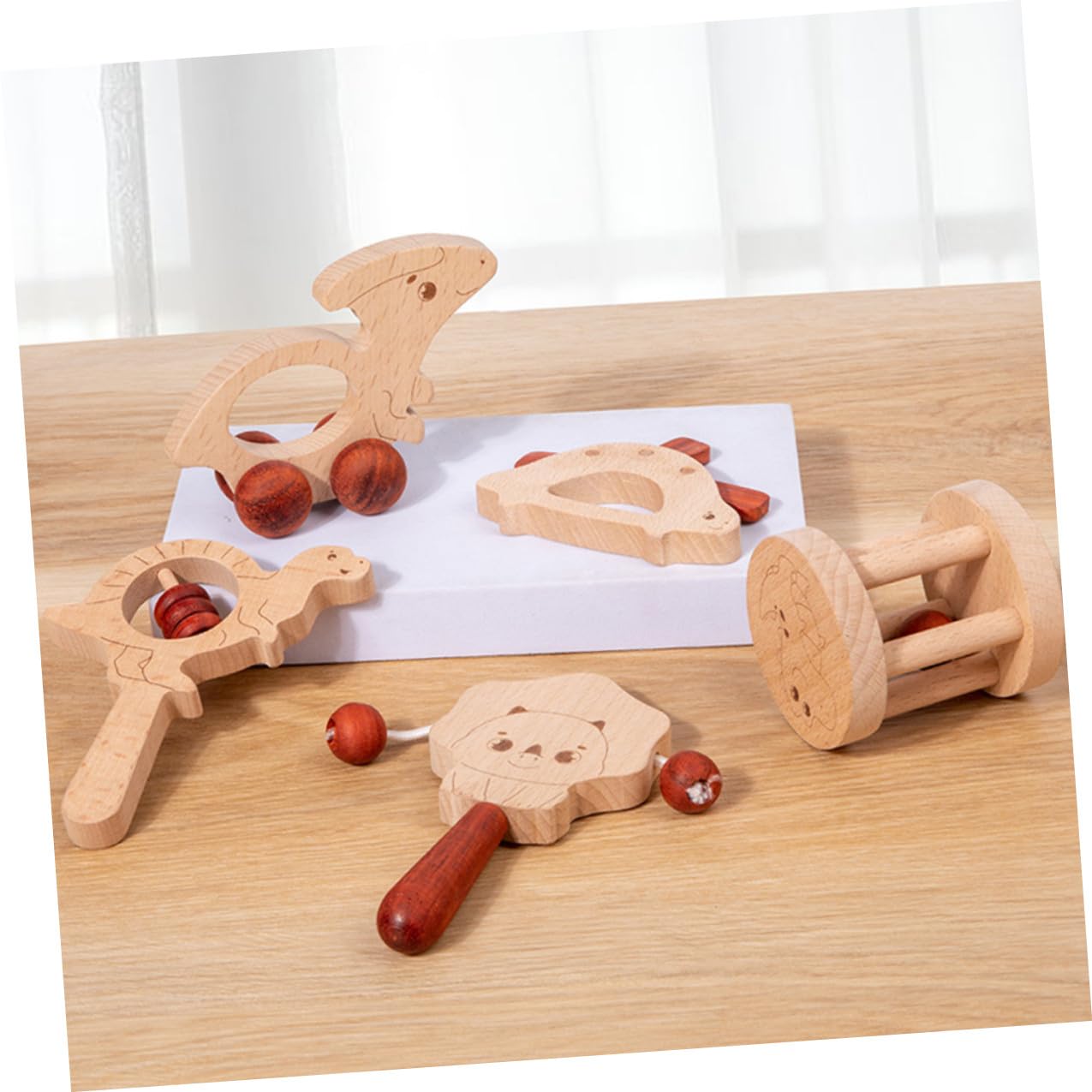 5 Sonagli in Legno per Bambino Bambina Leggeri e Facili da Trasportare, Giocattoli Musicali per Feste di Bambino Bambina e Prima Età