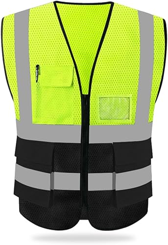 Miniatura 18 de HYCOPROT High Visibility Mesh Safety Reflective Vest with Pockets and Zipper, Meets ANSI/ISEA Standards