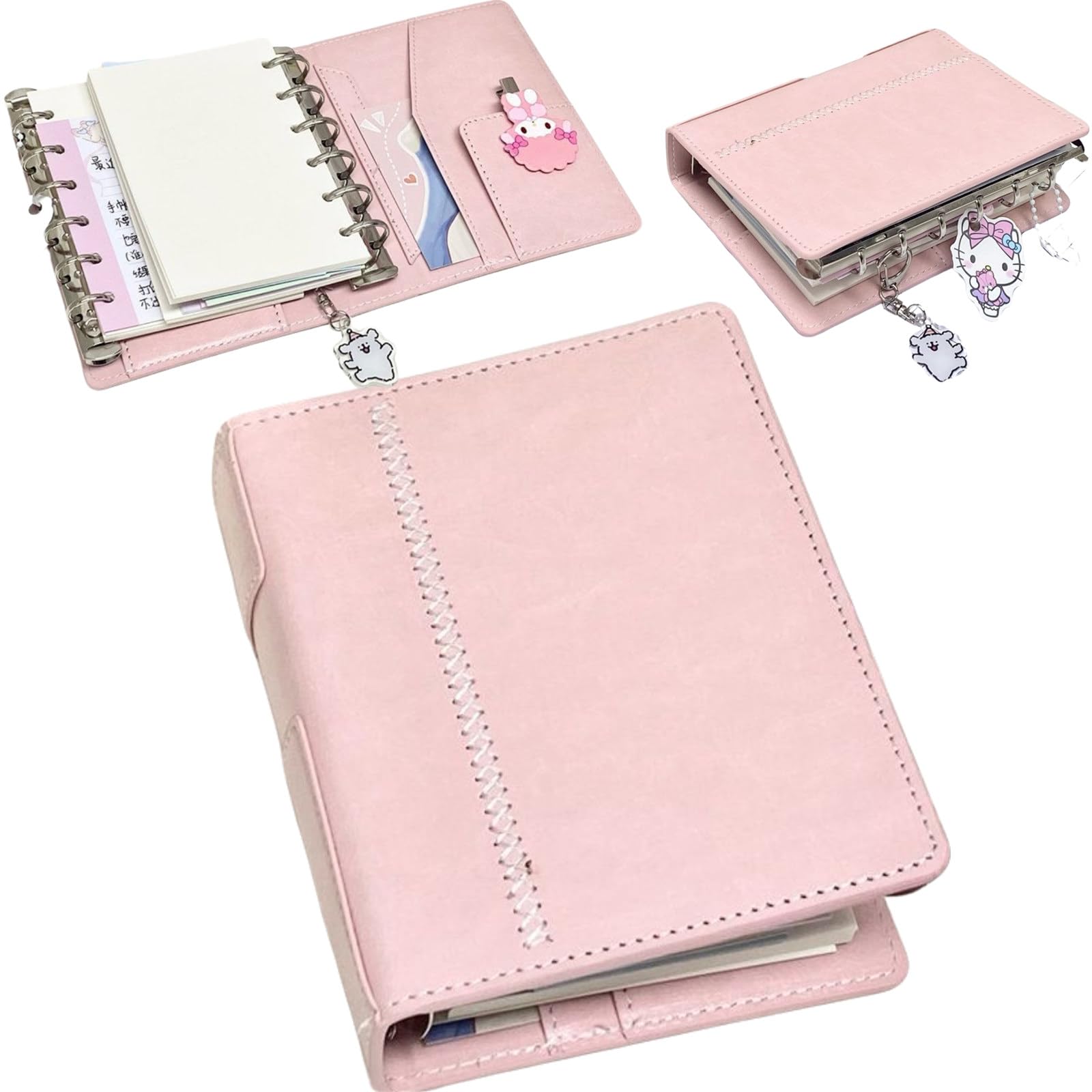 Personal Organizer, Business Notebook, A7 M5, Trifold, Vintage, Soft Leather, PU Trifold Book, Diary, Double Ring Function, Card Storage, Pen Holder, PU Leather, Diary, Pocket Notepad