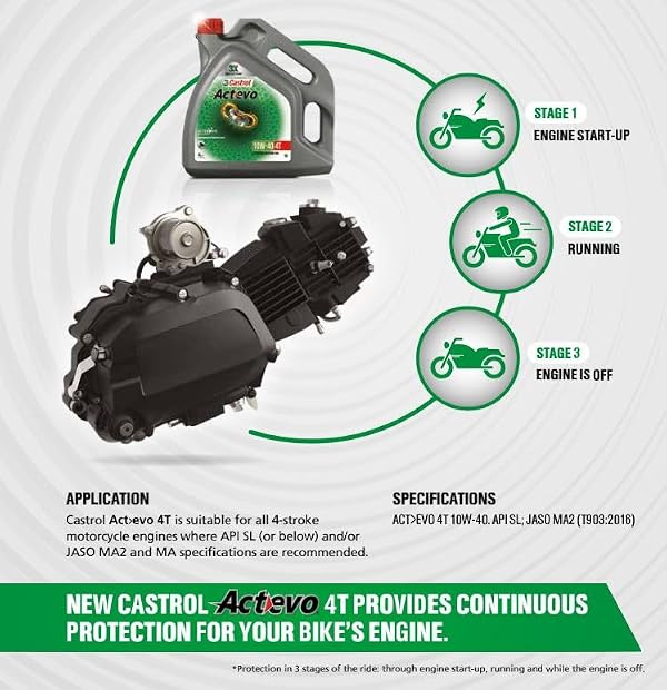 Castrol Actevo X-Tra 4T Four Stroke Motorcyle Oil 10W-40 946ml by Castrol - Image 3
