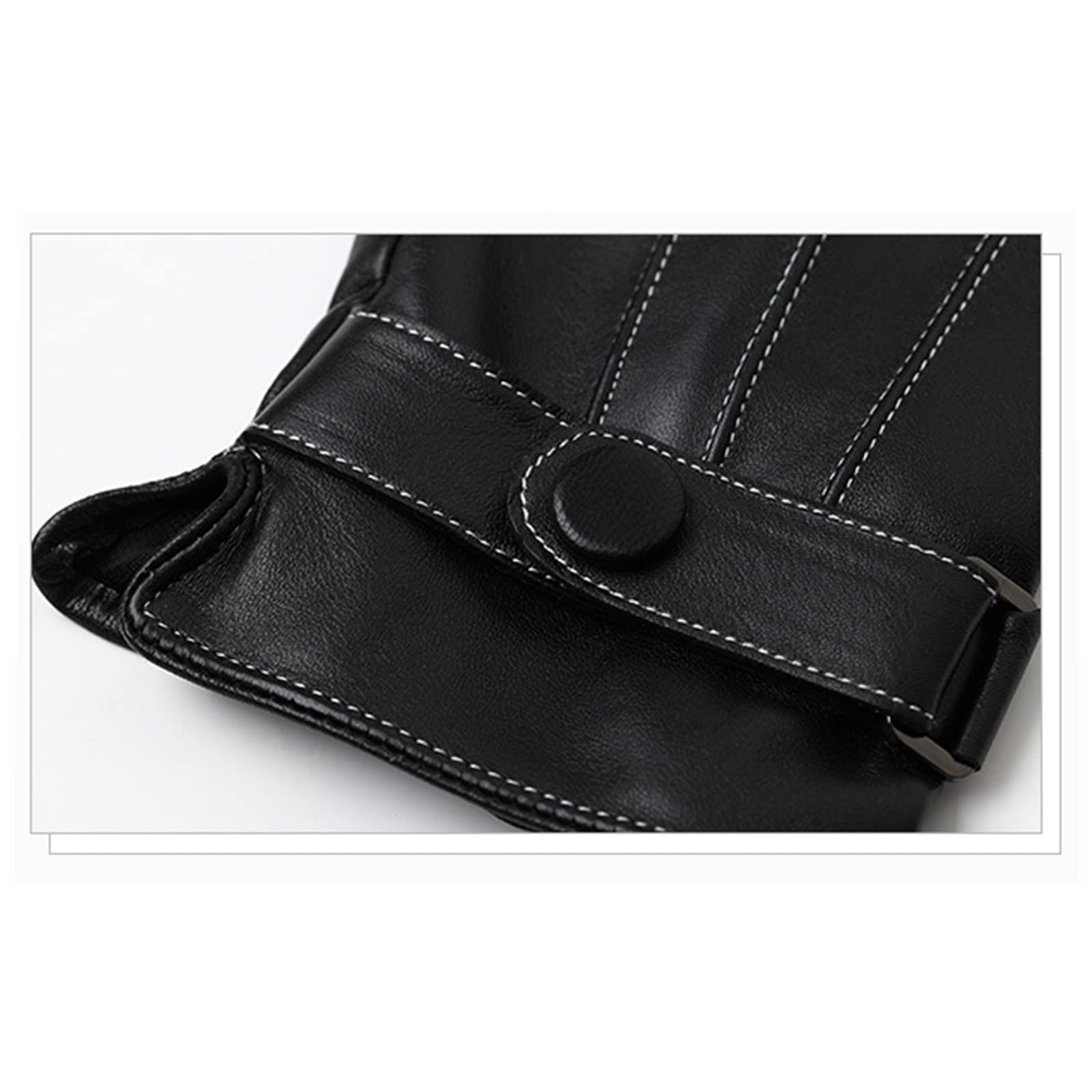 Guanti in Pelle da Uomo Full Palm Touch Screen Winter Driving Guanti in Pelle Caldi for Guanti in Pelle da Uomo Guanti Invernali (Color : Black, Size : XL)