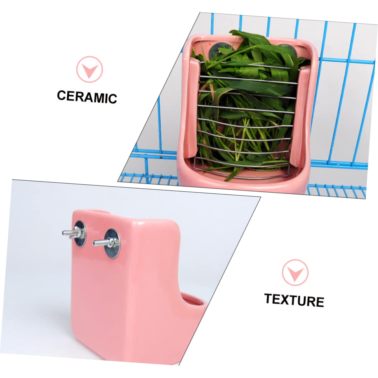 GALPADA 1pièce Râtelier à Herbe Céramique pour Rongeurs Bol De Nourriture pour Chinchilla Et Lapin Fixation Rose
