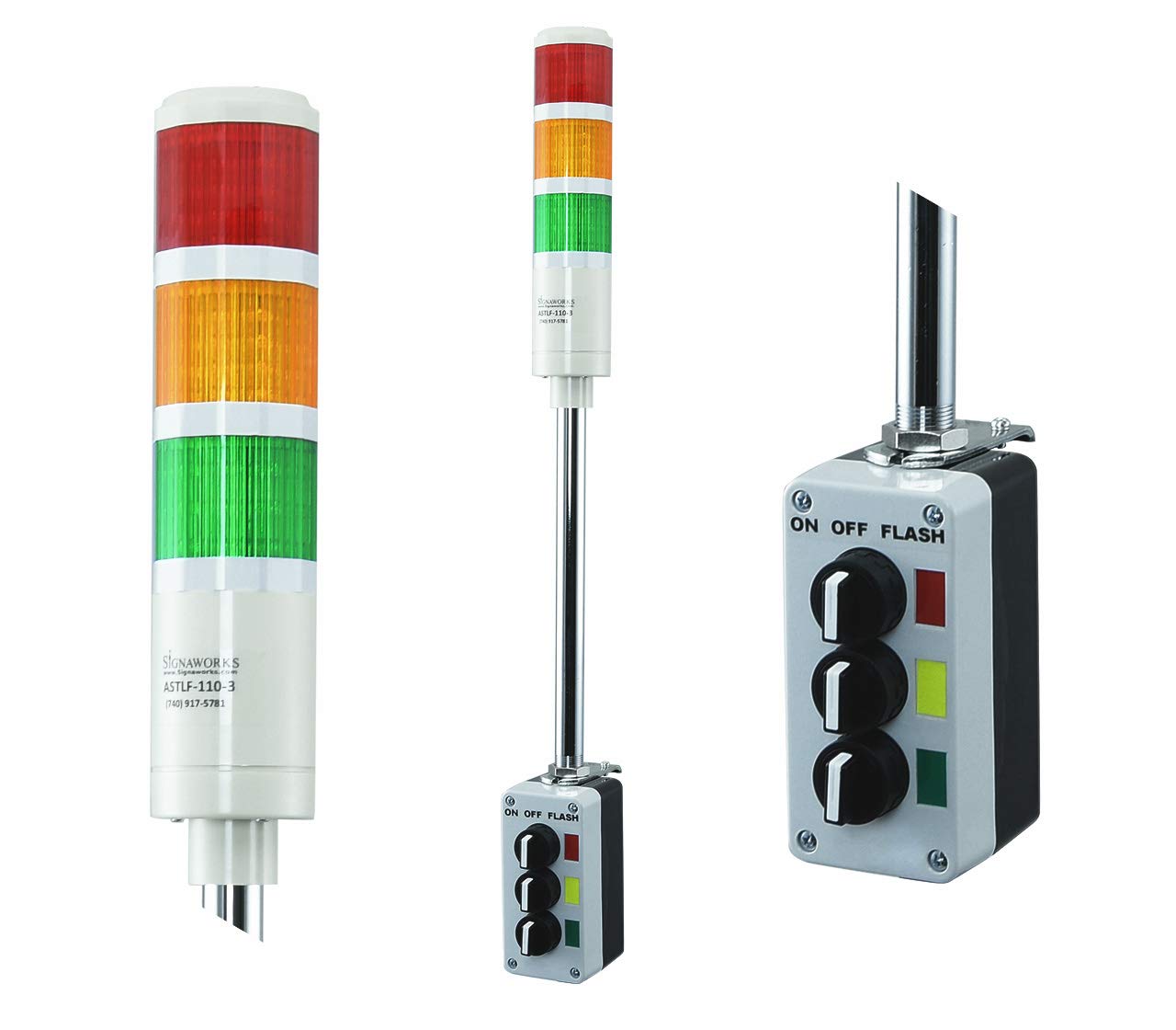 Buy Signaworks 3 Stack Super Bright LED Andon Tower Light, 3 Pos OnOff
