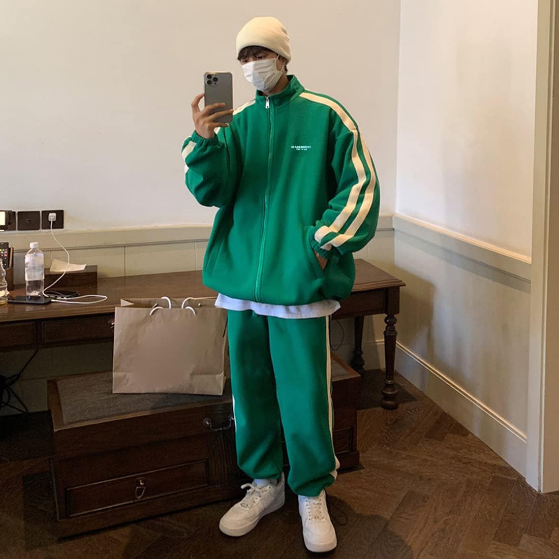 [D.IIZOO] ビッグシルエット 2点セット ジャージ メンズ 上下セット スウェット セットアップ スポーツウェア 大きいサイ