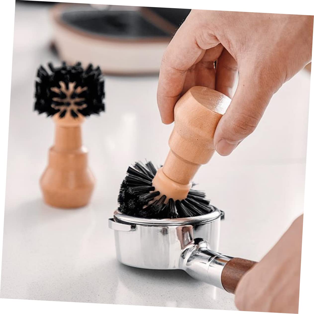 MAGICLULU Jura Set van 3 borstels voor koffiemolens, kleine espresso-reinigingsborstel, massief hout, kleine koffie, kunststof