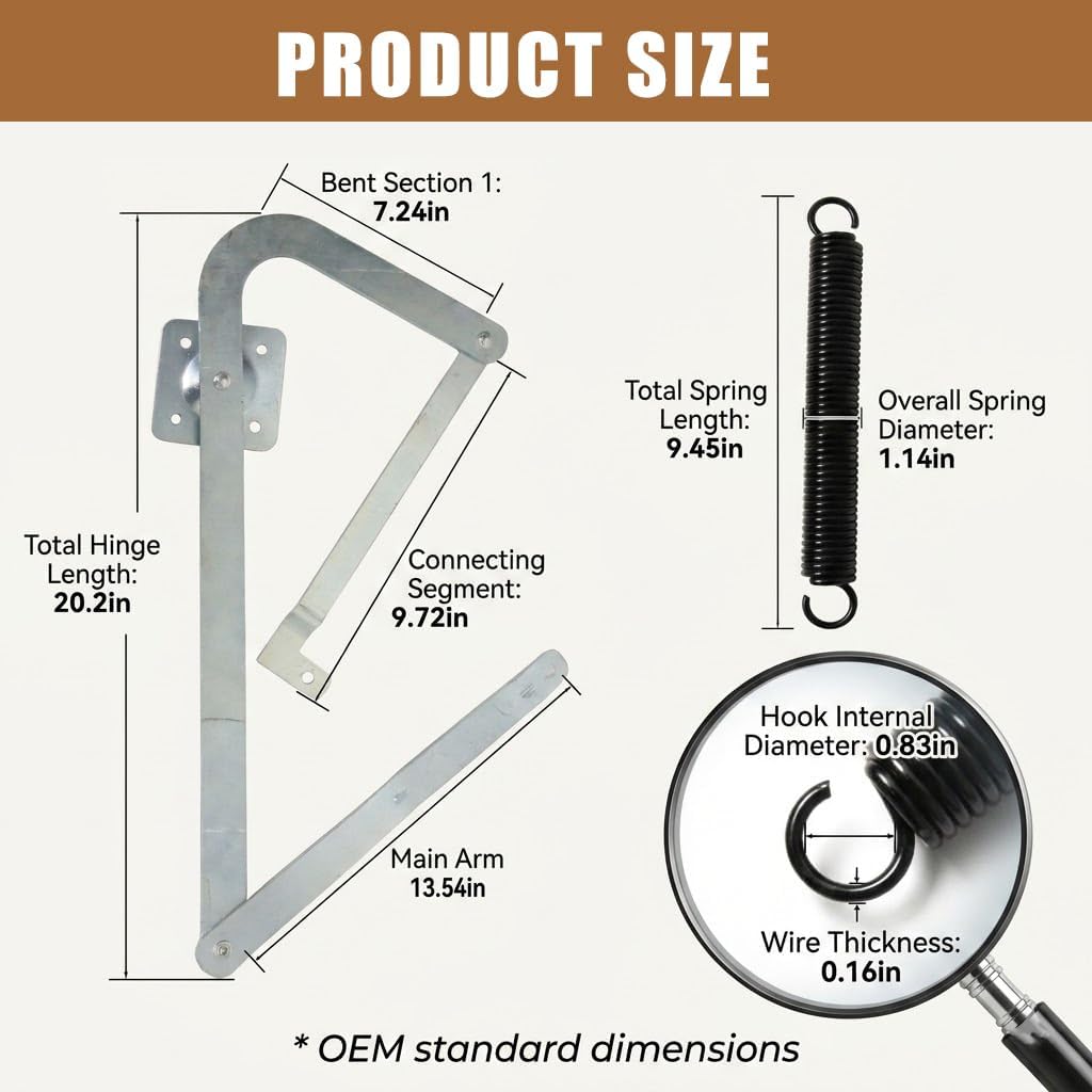 55-2 Attic Ladder Hinge Arms with Springs | Compatible with After 2010 Werner Mk5 WU2210 W2208 W2210 Attic Ladders, Replaces 55-2 Heavy Duty Galvanized Steel Hinge Arms.