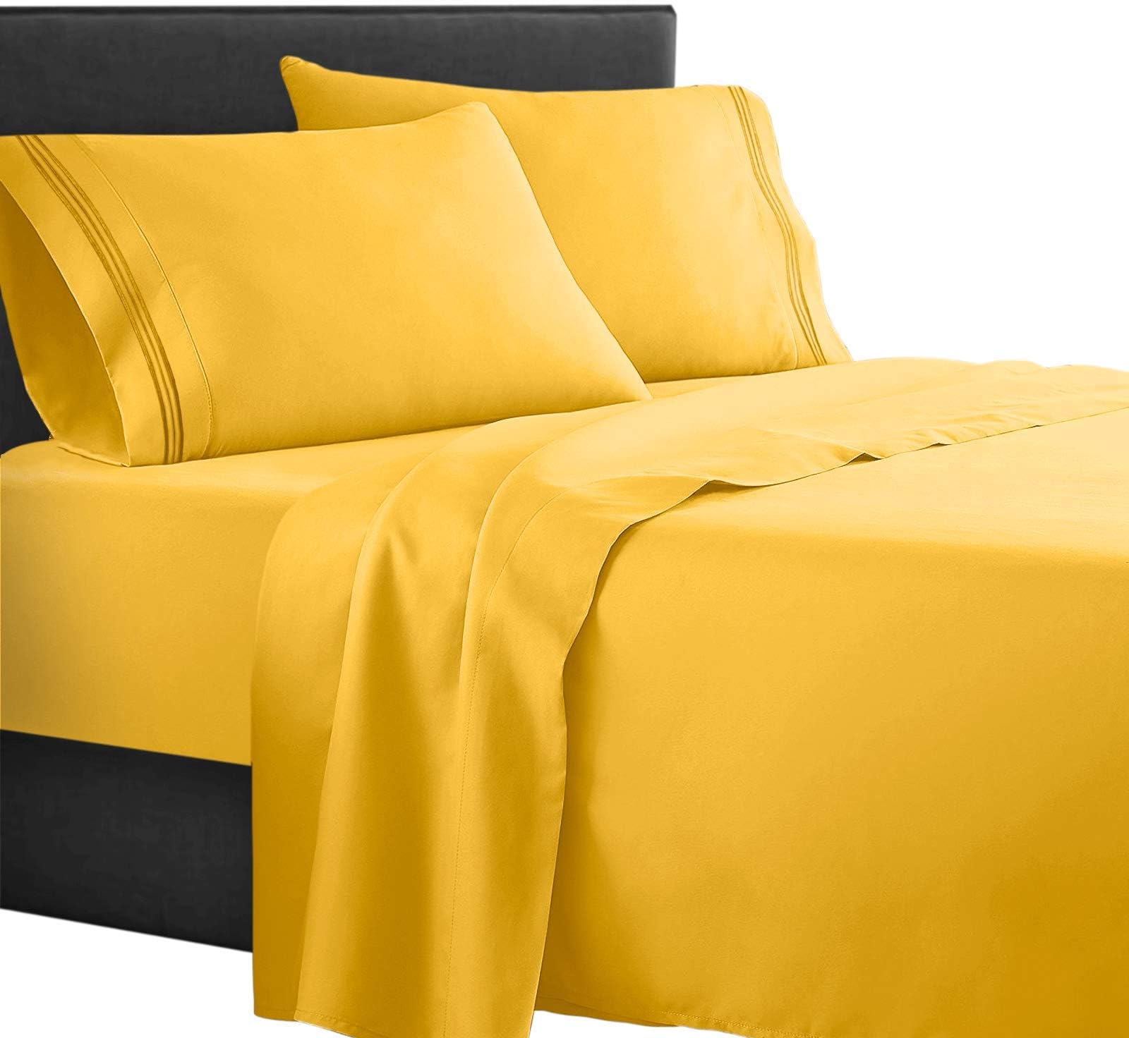 Sanders Collection Inc Clara Clark® Supreme 1500 4 piece Bed Sheet Set Talla De La Reina lemon tree