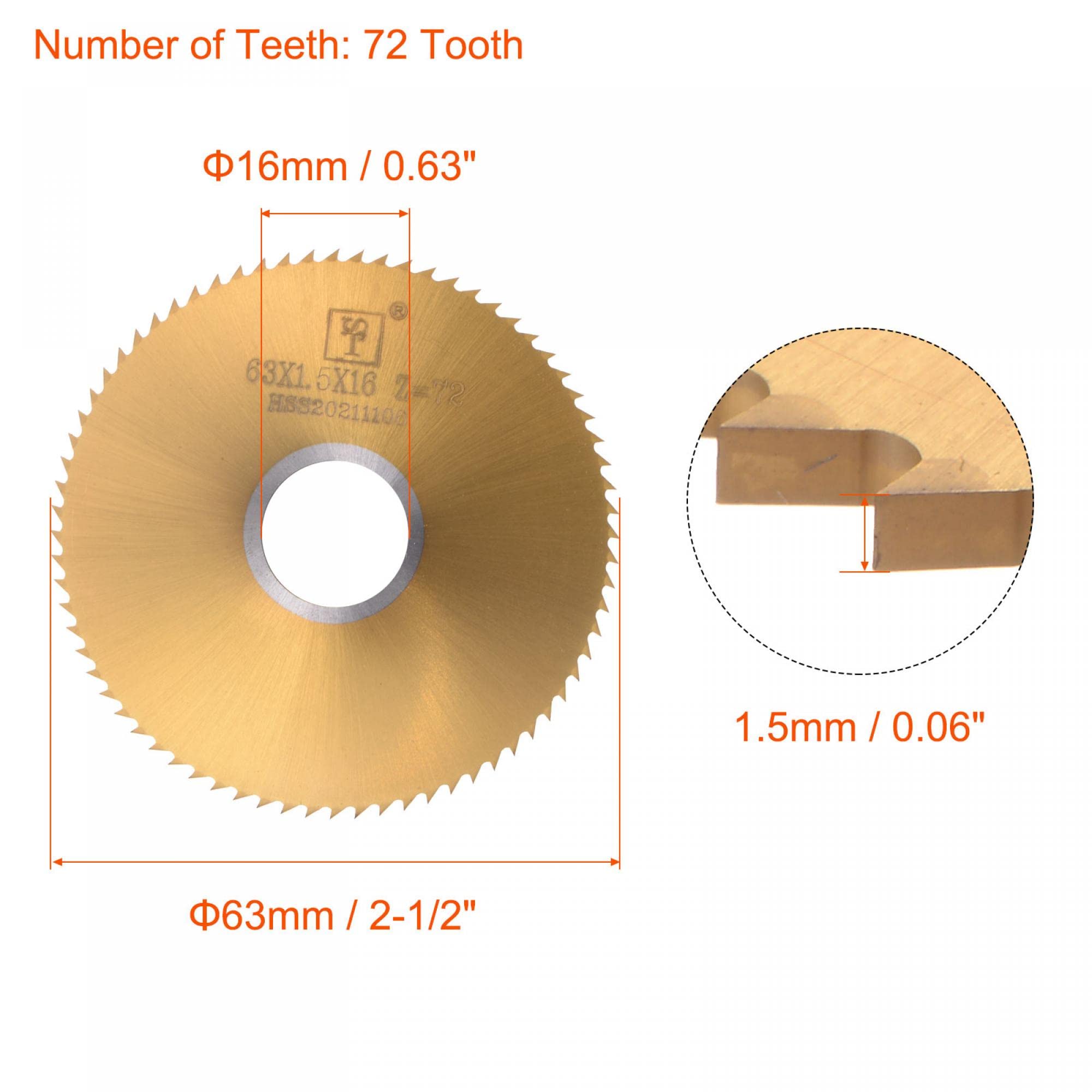 Unique Bargains Lame de Scie Circulaire en Titane 63mm Dia 16mm Arbre 1.2mm Épais 72 Dents