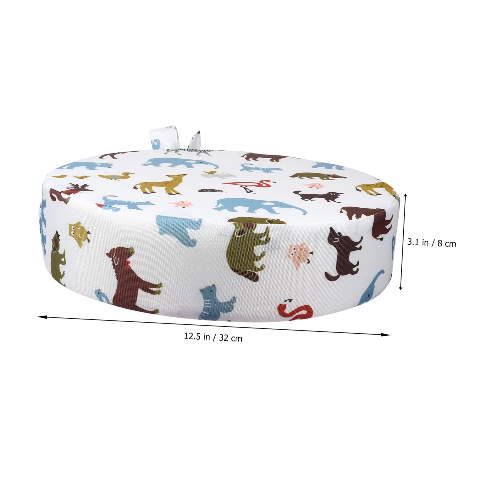 Cuscino Rialzo Sedia per Bambini in Cotone Beige, Imbottitura Comoda Fondo Antiscivolo per Seggiolone da Pranzo Rotondo Adatto a Dining Chair