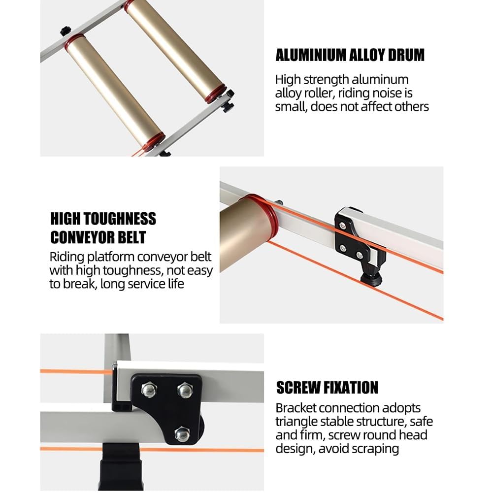 Fahrrad-Rollentrainer for Indoor-Übungen, Fahrrad-Rollentrainer-Fahrplattform, Zusammenklappbarer Stationärer Fahrradständer, Geräuscharm Und Verstellbar(Black)