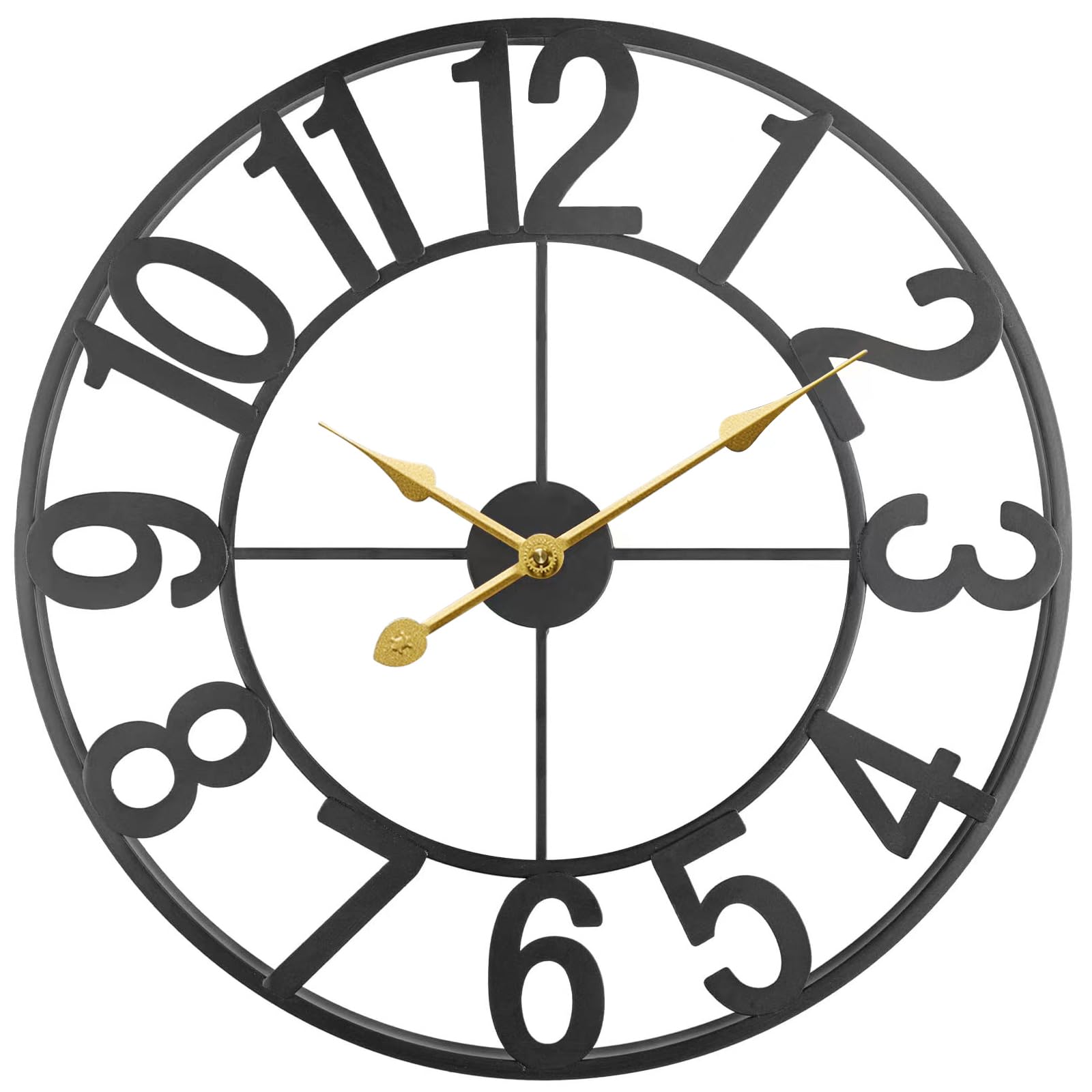 Grande horloge murale d'extérieur de 40,6 cm, silencieuse, sans tic-tac, fonctionne à piles, horloge murale moderne en métal de ferme pour terrasse, porche, piscine, cuisine, chambre à