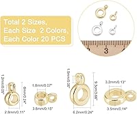 Vista 2 de DICOSMETIC 80 cuentas de latón de 2 tamaños para colgar cuentas redondas espaciadoras con lazo de abalorios, cuentas de tubo dorado y plateado