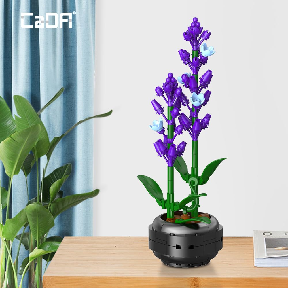CaDA C59027W Lavender Botanicals Flower Bouquet, Building Toy Set