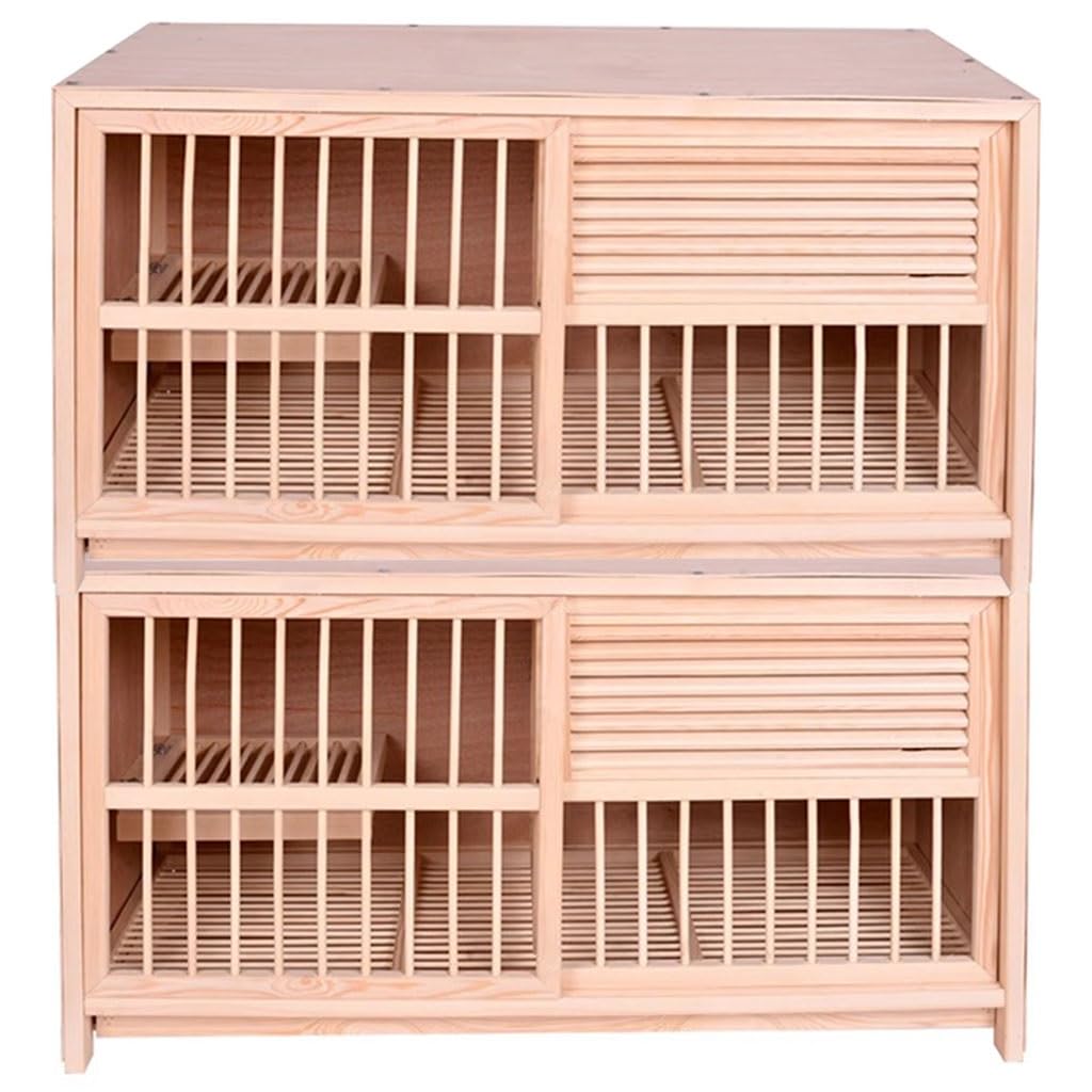 Jaula para Palomas con Bandeja para Huevos, Puerta Corrediza, Pajarera con Media Contraventana, Bandeja Extraíble para Heces, Caja De Cría De Pino para Pájaros.(Natural*2,90cm)