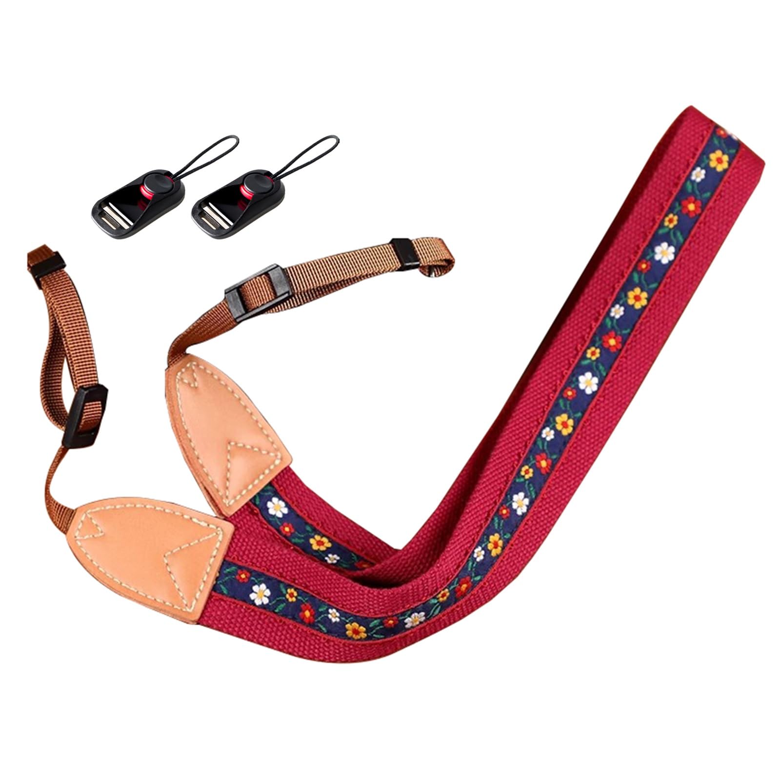 Flyiodfcxv Style2 Camera Strap, With Double Layered Leather, Red Camera Neck Strap For All Cameras, Strong Stitching
