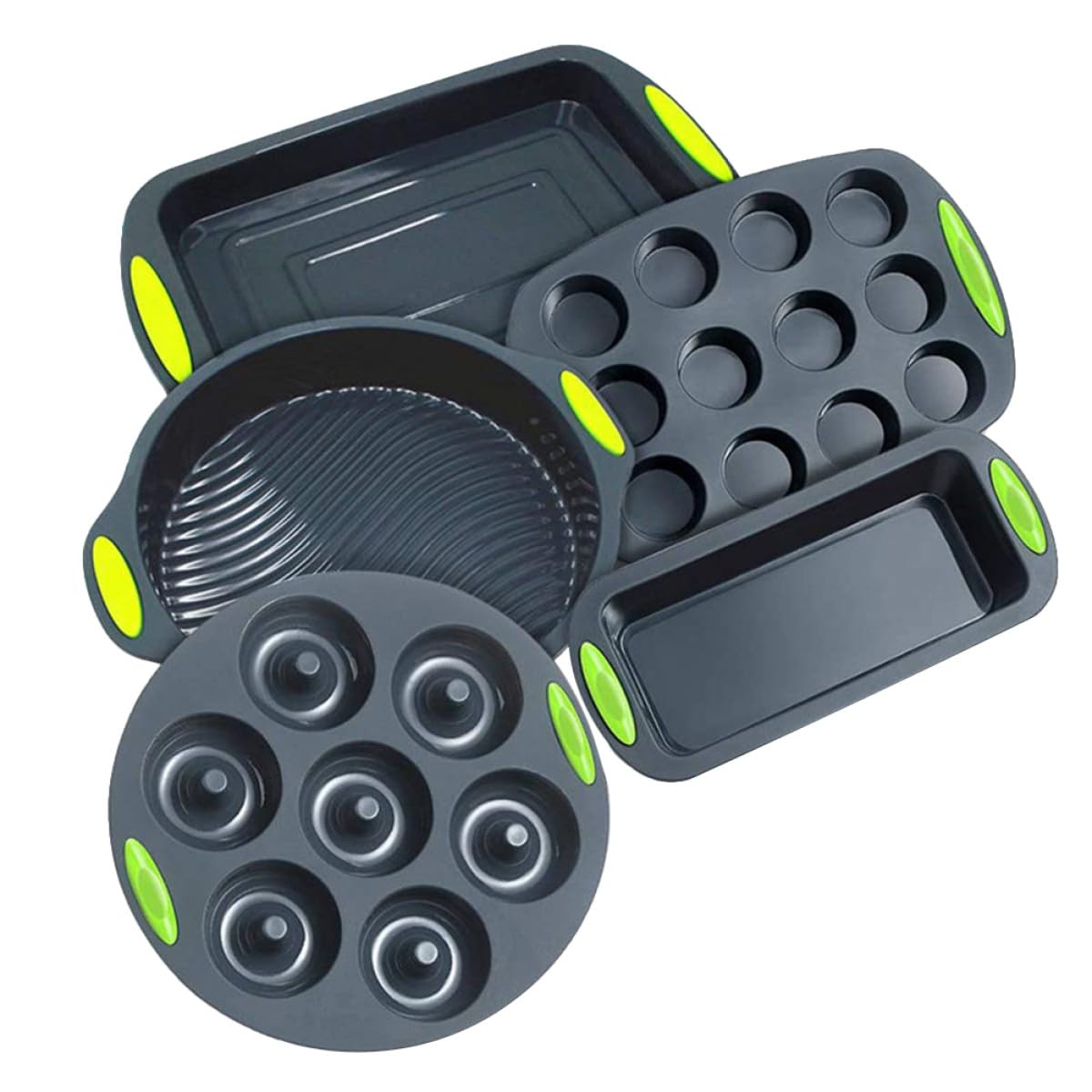 Alasum 5piezas Molde Silicona Tarta Kit Flexible Resistente Horno y Frigorífico Herramienta Repostería Práctica Gris