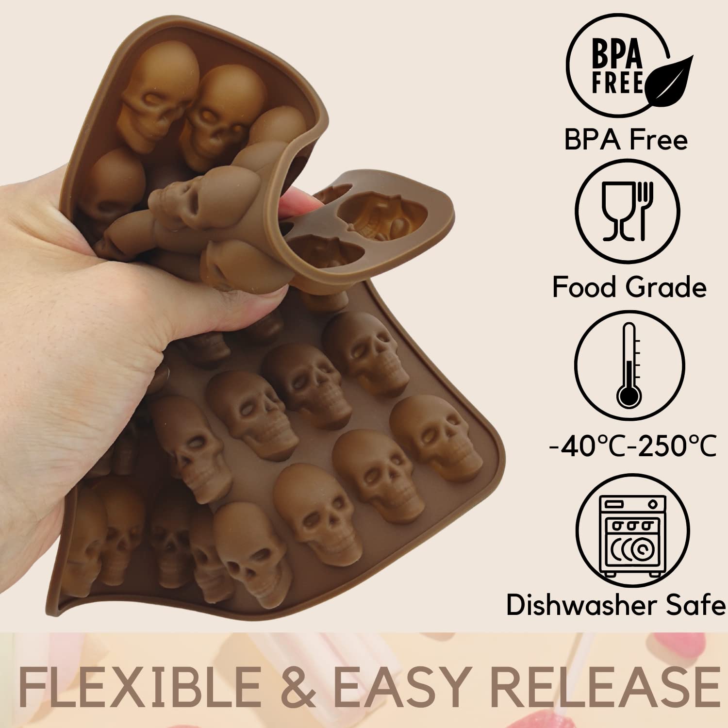 Moule à Bonbons En Silicone 8 Alvéoles - Pour Chocolats, Gelées, Fondant - Qualité Alimentaire, Va Au Four, Congélateur Et Micro-ondes