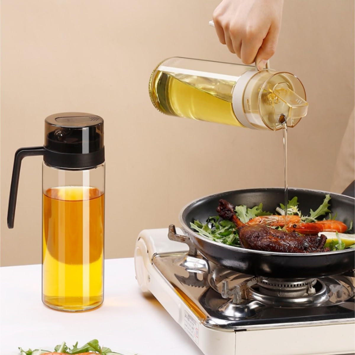 Dispenser per Salsa di Soia 2 Pezzi Bottiglia Di Olio Di Vetro Serbatoio Di Olio Da Cucina A Prova Di Perdite Non Appendere Bottiglia Di Olio Salsa Di Soia Aceto Contenitore Dell'olio