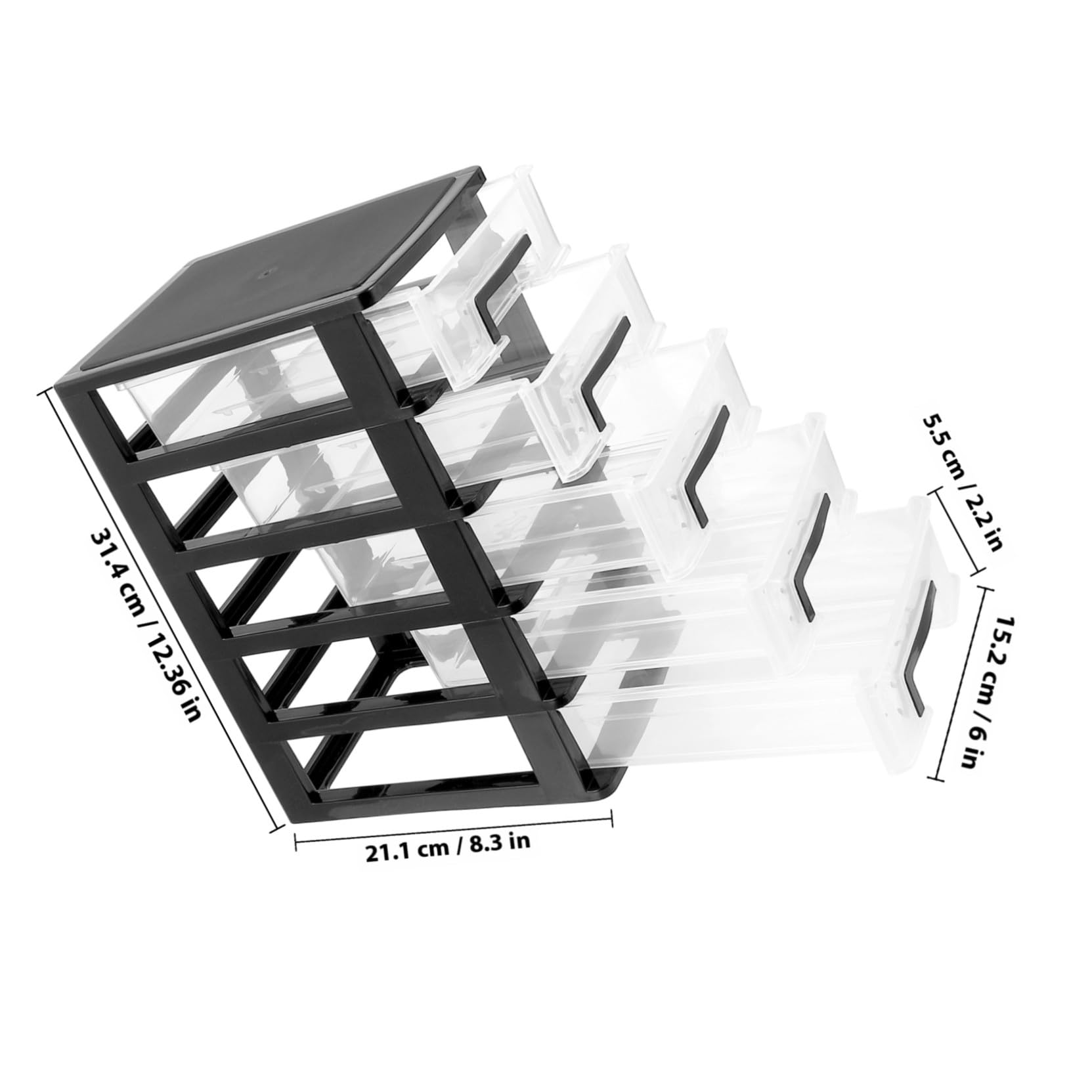 Hohopeti Organizer da Scrivania Cassettiera Porta Trucchi Rigida in Plastica Trasparente 5 Cassetti Portaoggetti per Cosmetici e Articoli Vari per Ufficio, Scuola e Casa