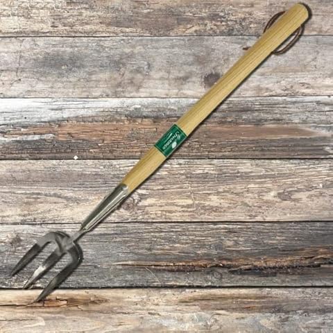 Greenman Mid Handle Stainless Steel Weed Fork Ash Handled 28" Cover