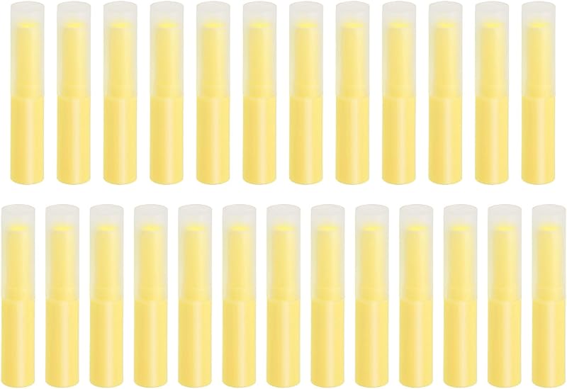 Mini Skater Tubos Plásticos Vazios para Bálsamo Labial, Amarelo, 25 unidades