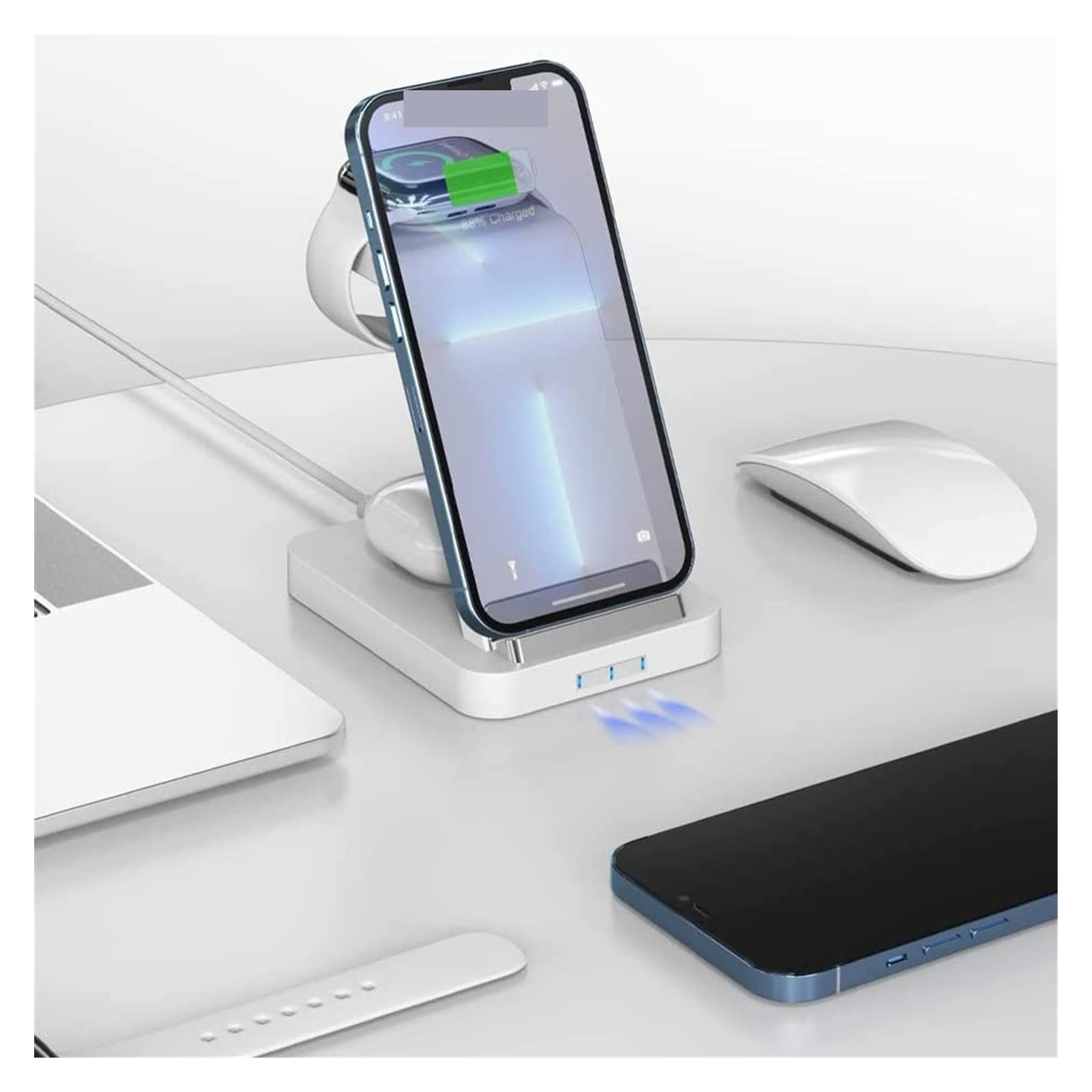 Chargeur Induction, Station de Charge sans Fil 3 en 1 for téléphone Chargeur sans Fil Rapide 15W for Montre écouteur, Station de Charge sans Fil(Zwart)