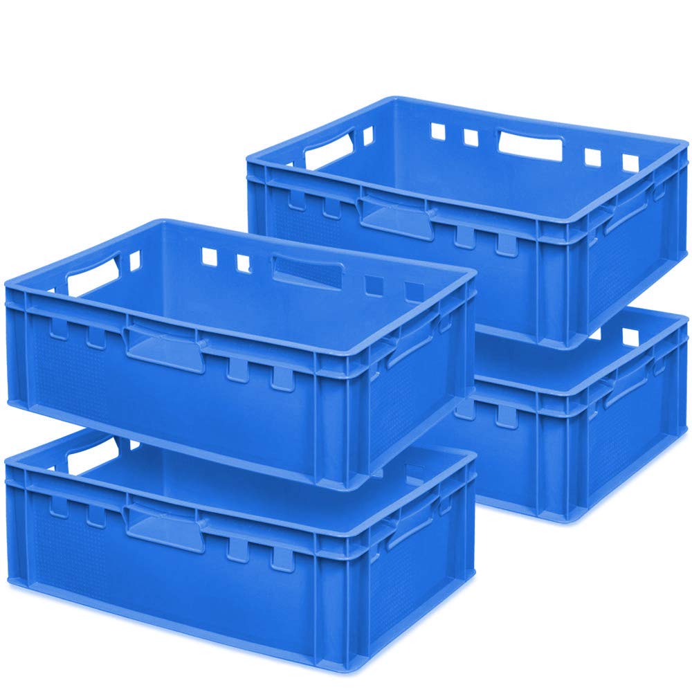 BRB 4 contenitori per carne E2, 600 x 400 x 200 mm, blu