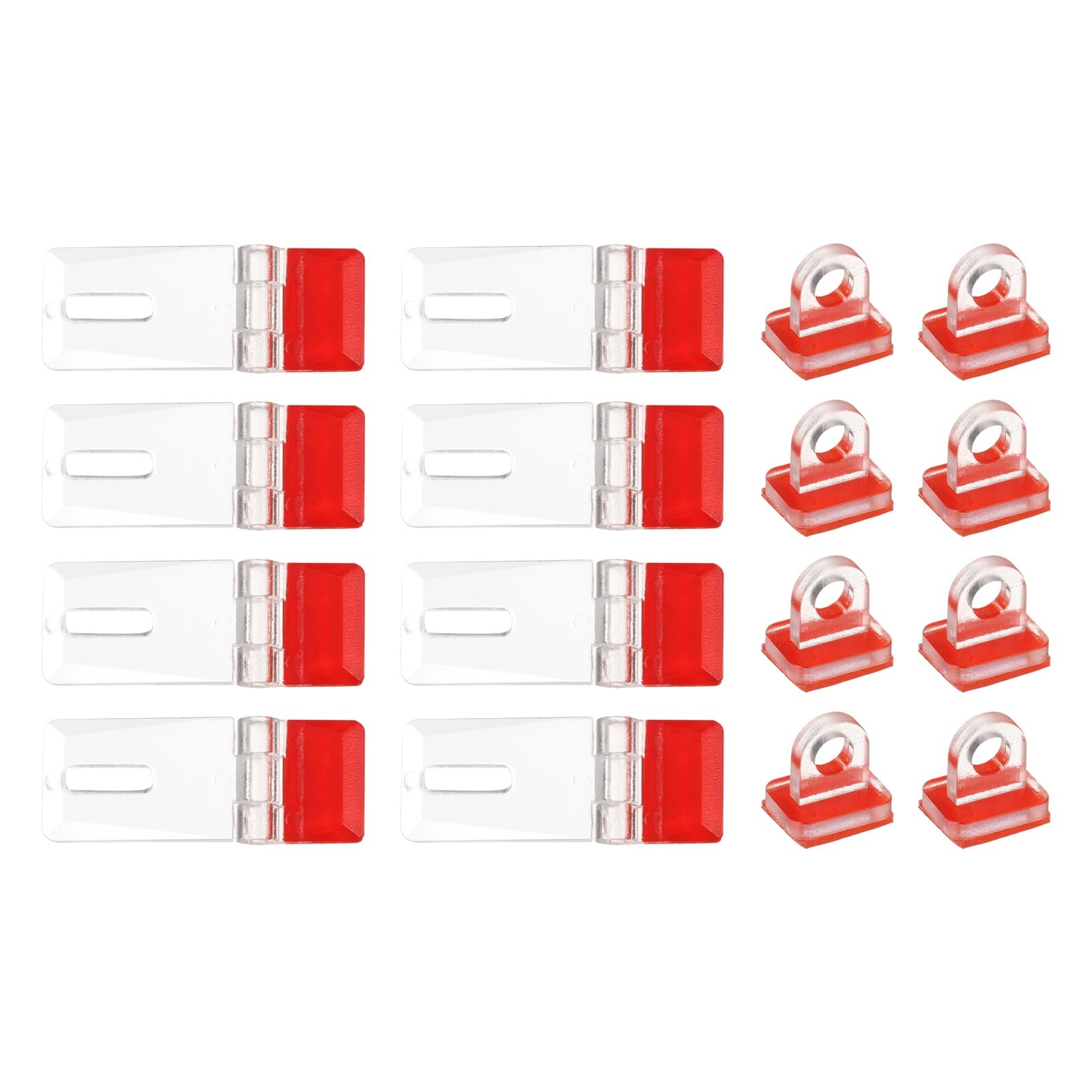 sourcing map 8Set Self-Adhesive Latch Buckles Kit, 42x16mm Clear Acrylic Lock Hasp Buckles, Mini Acrylic Clasp Hasp for Cabinet Drawers, Aquarium, DIY Clear Containers, Jewellery Box
