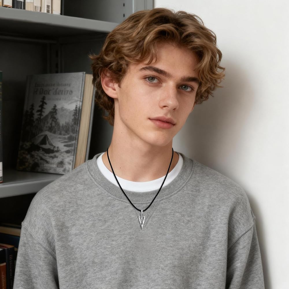 Arrowhead Necklace for Men Women Sterling Silver Tribal Arrowhead Pendant Necklace Arrow Jewelry Gift for Arrow Lovers - Image 4