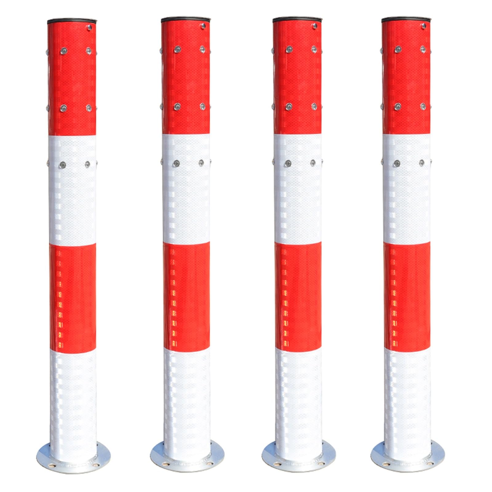 OJHFJMGH Parking Bollards, Road Pile Traffic Facility for Warning, Reflective Driveway Stop Ber Cone(Red (4pcs),7.6cm/3in)