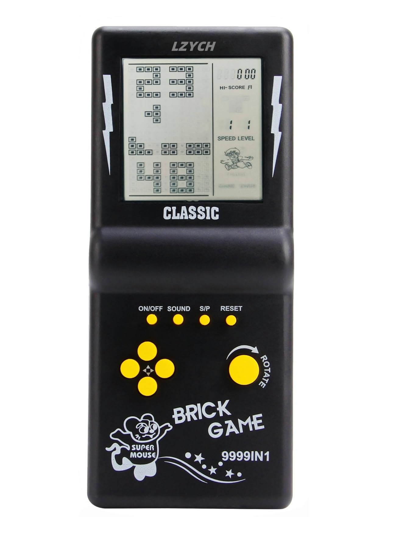 LZYCH Brick Game Console Classic Nostalgia Built-in 23 Retro Game Blocks/Racing/Tank battle Adjustable Difficulty/Speed 2 AA Batteries Powered Kids/Students Birthday Puzzle Toy (Black)
