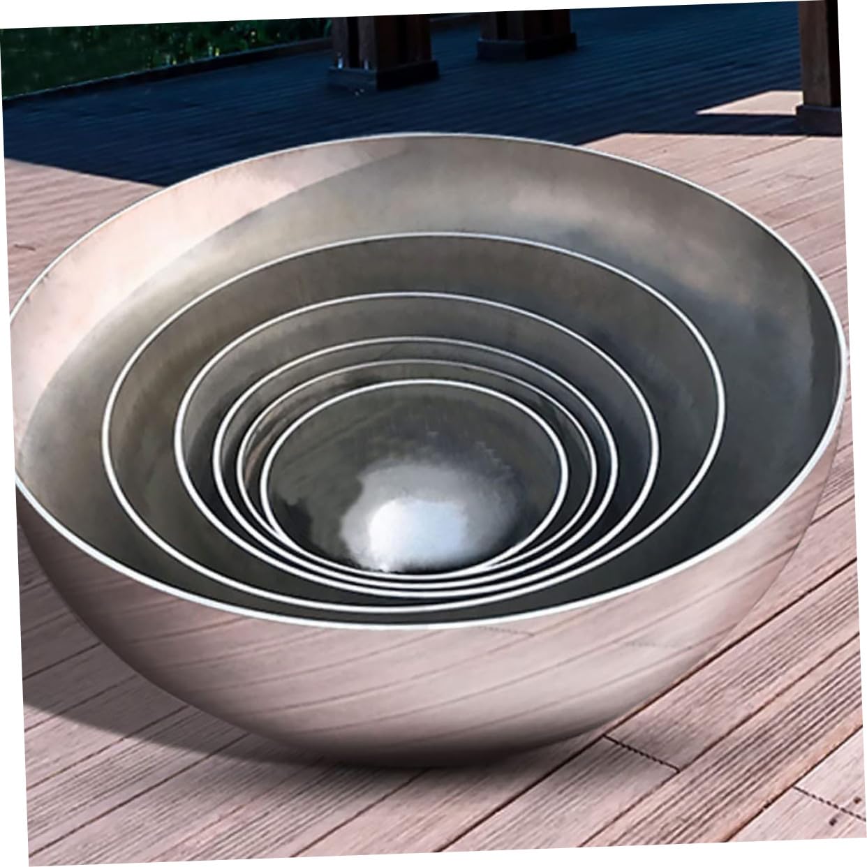 Abaodam Texture Fine Mezza Sfera Riflettente 5 Pezzi in Acciaio Inossidabile Argento Superficie Specchiata Design Elegante per Decorazione Giardino Esterno