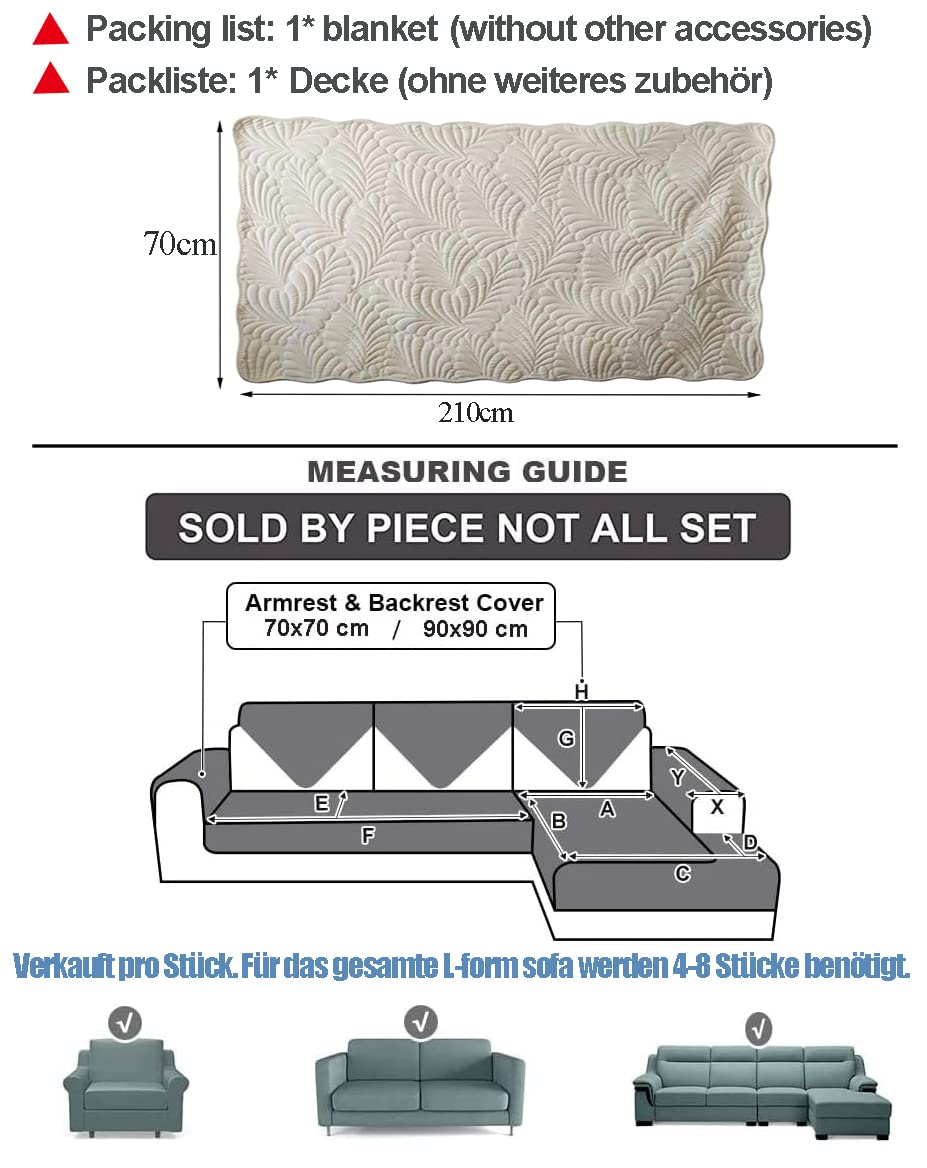 WYJHNLBEDC Bankovertrek, bankbeschermer hond/kat, warme superzachte korte pluche fleece deken voor bank/bankovertrek/sofa-overtrek 1 2 3-zits, L- vormige, U-vormige hoekbank (70 x 210 cm