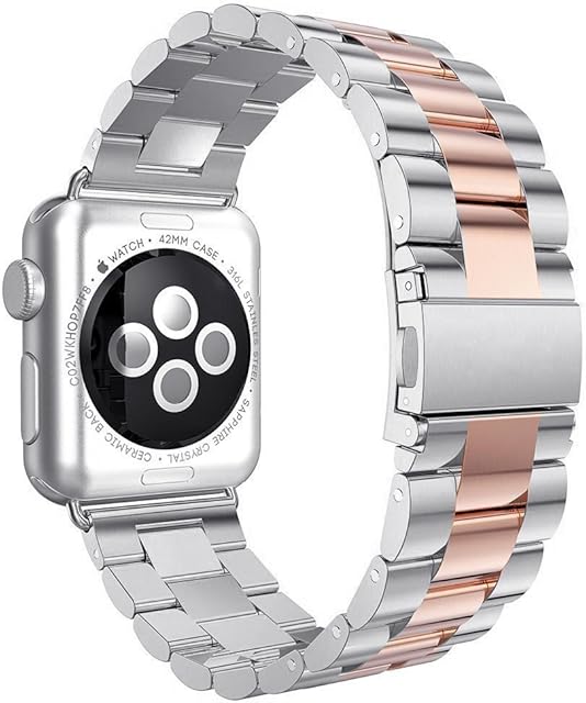 AISPORTS Compatible with Apple Watch Strap 41mm 40mm 38mm for Women Men, Adjustable Solid Stainless Steel Sport Wristband Metal Buckle Bracelet Replacement Strap for iWatch Series 8/7/6/5/4/3/2/1/SE