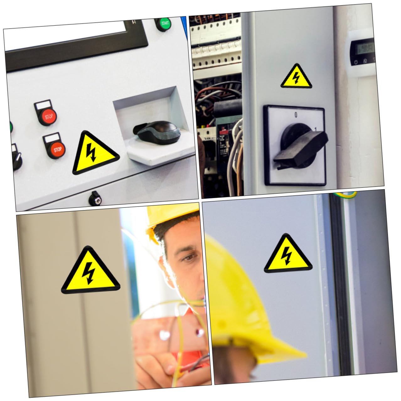 Lot de 20 Autocollants D'avertissement de Tension Électrique Jaunes Triangulaire, Adhésifs pour Équipement et Boîte Électrique, Signalisation de Sécurité pour Maison et Jardin