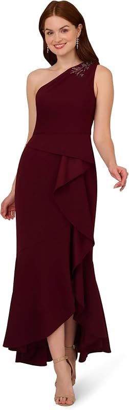 Women's Beaded Knit Crepe Gown