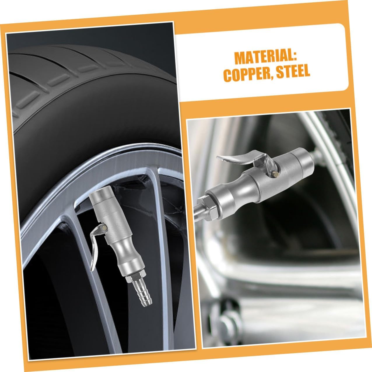 2pcs Locking Tire Air Chuck Quick Connect Copper Steel Adapter
