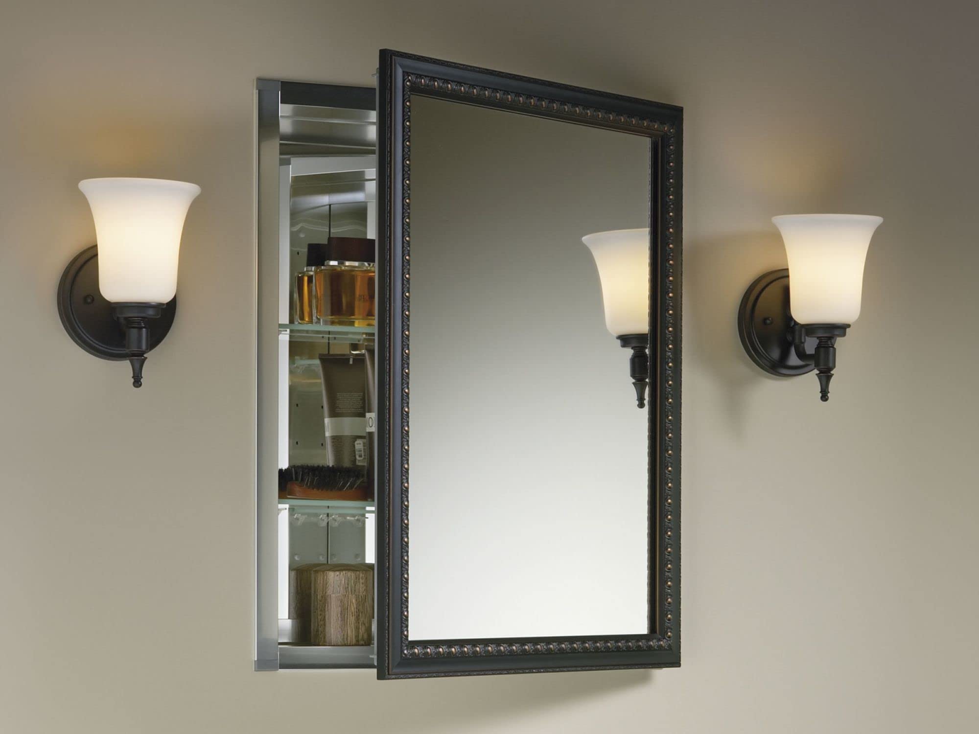 Kohler 2967-BR1 CLW Armoire à Pharmacie Plate avec Cadre en Bronze huilé, Porte Simple, 50,8 cm de Largeur x 66 cm de Hauteur, Taille Unique