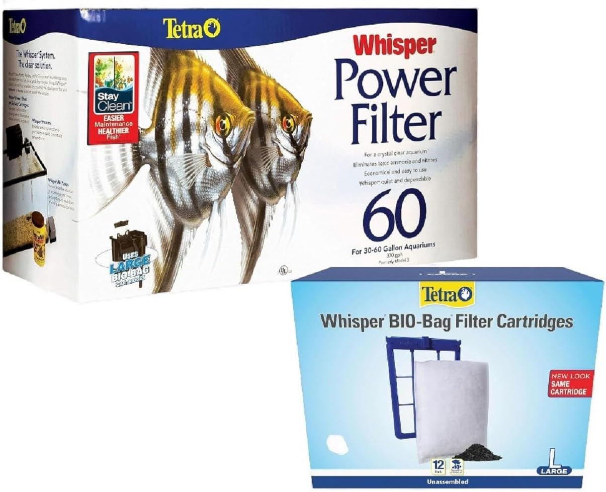 Tetra Whisper Bundle | Whisper 60 Power Filter & 12pk Large Bio Bag Filter Cartridges