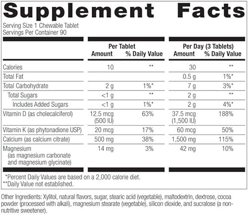 Miniatura 2 de Bariatric Advantage Citrato de calcio masticable 500 mg - para pacientes de cirugía bariátrica - Tabletas de alta potencia y fáciles de digerir -