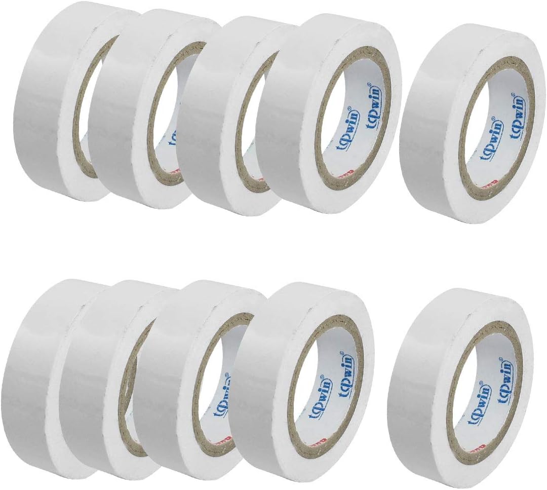 Aexit16mmx10m 0.63"x33' White Self Adhesion PVC Electrical Insulating Tape 10 Pcs (51314dbcbf7995532bdae5a50f0c2430)