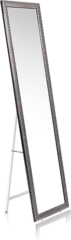 HOGAR24 ES Espejo Rectangular Vestidor Negro Étnico para Recibidor, Dormitorio - 40x150x42 cm