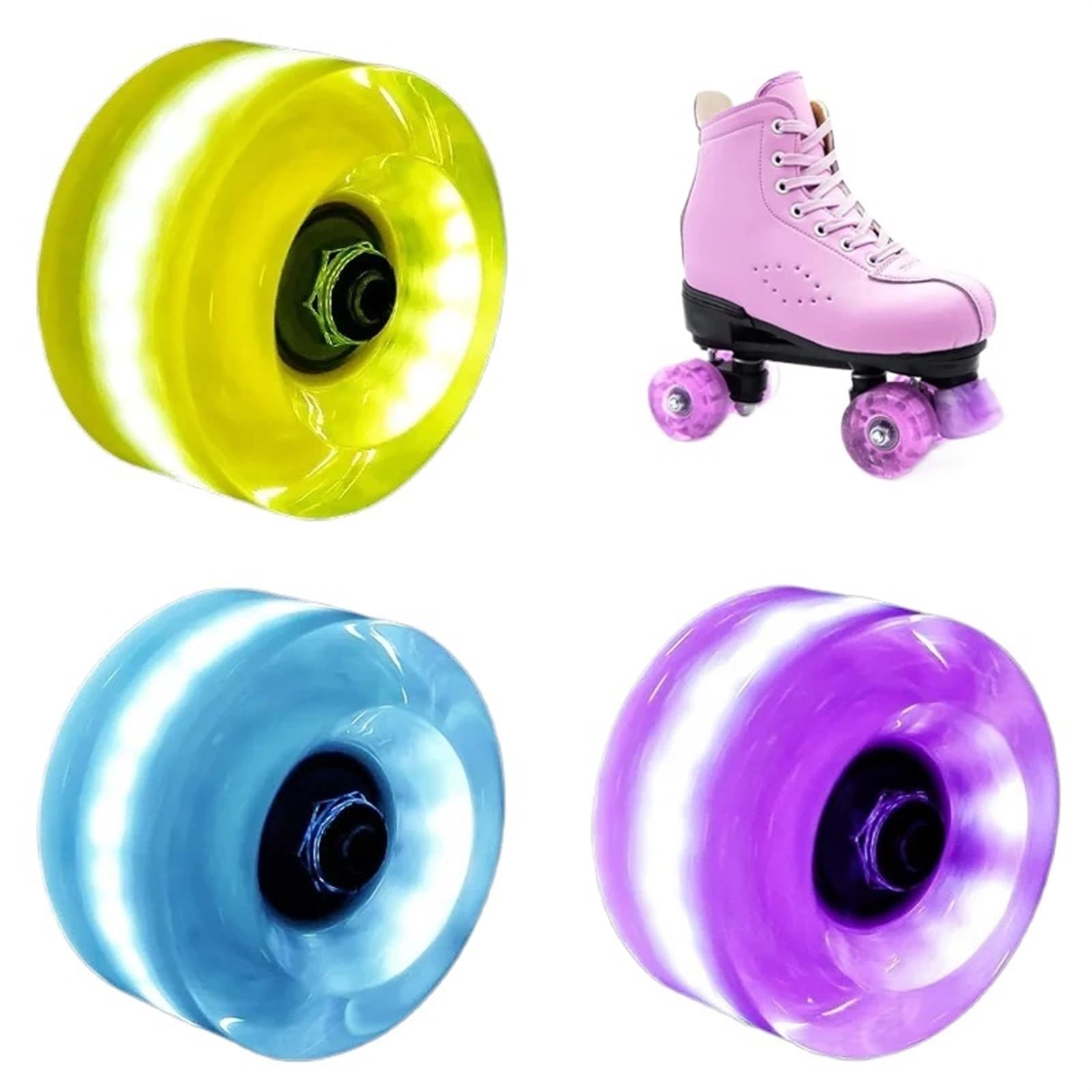 Inliner Rollen 1/4/8 stücke 58mm x 32mm PU 82A Zweireihige Rollschuhe Räder Skateboard 4 Räder Skates Hohe Elastische Leucht Rad Outdoor Skating