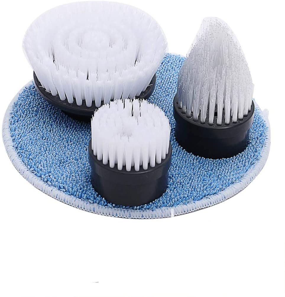 5pcs Power Electric Spin Scrubber Replacement Brush Heads, 1*Pointed Corner Brush, 1*Small Round Brush, 1*Big Round Brush and 2*Microfiber Pads for Floor, Bathroom, Wall and Kitchen